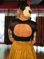 Mustard Venkatagiri Silk Chequered Lehenga Set - Image 5