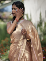 Onion Pink Brocade Tissue Silk Saree