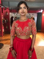 Red Embroidered Silk Lehenga Set
