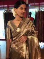 Metallic Gold Tissue Buttis Silk Saree