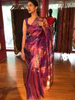 Ombre Purple Tissue Silk Saree - Image 6