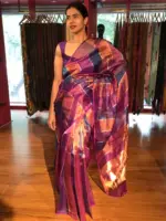 Ombre Purple Tissue Silk Saree - Image 2