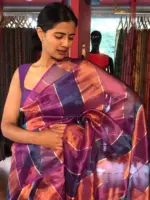 Ombre Purple Tissue Silk Saree - Image 4