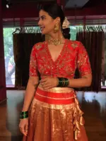 Red Silk Blouse adorned with Beautiful Hand Embroidery