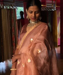 Model Wearing Dusty pink tussar silk dupatta by side its Suitable for festival,marriage