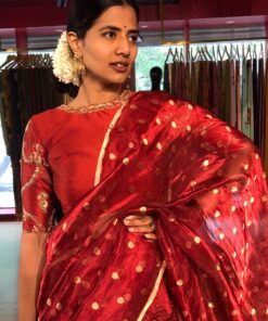 Maroon embroidered chequered lehenga set of 3 model wearing its sutiable for wedding by mirra clothing