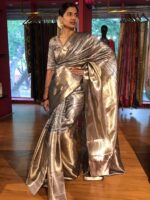 Grey Tissue Buttis Silk Saree - Image 6