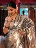 Grey Tissue Buttis Silk Saree