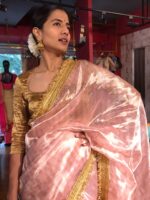 Pink Tissue Silk Saree with Gota Border Detailing