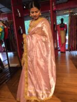 Pink Tissue Silk Saree with Gota Border Detailing - Image 4