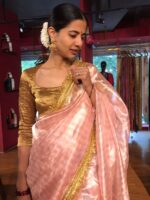 Pink Tissue Silk Saree with Gota Border Detailing - Image 2