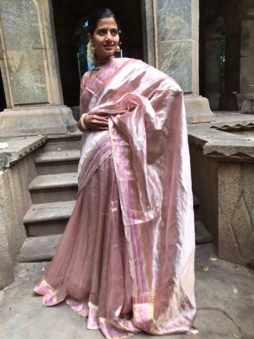 Onion Pink Traditional Tissue Lehenga Set Of 2 - Image 3