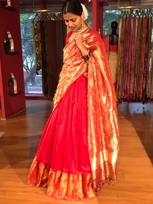 Red Silk Lehenga Set of 3 - Image 3