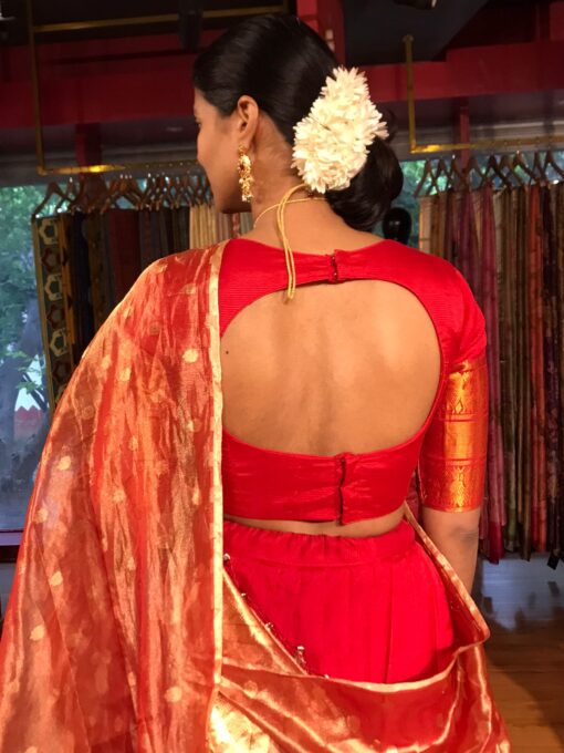 Red Silk Lehenga Set of 3 - Image 4