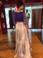Ombre Purple Embroidered Tissue Silk Lehenga Set - Image 4