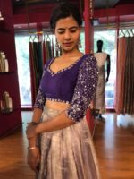 Ombre Purple Embroidered Tissue Silk Lehenga Set - Image 3