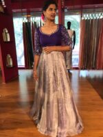 Ombre Purple Embroidered Tissue Silk Lehenga Set - Image 2