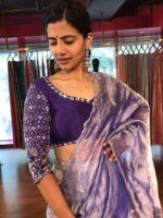 Ombre Purple Embroidered Tissue Silk Lehenga Set of 3