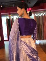 Ombre Purple Embroidered Tissue Silk Lehenga Set of 3 - Image 6
