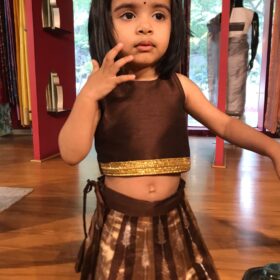 Brown Kora Silk Lehenga