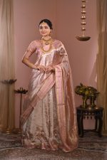 Onion Pink Tissue Silk Lehenga Set Of 3 - Image 5