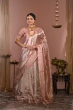 Onion Pink Tissue Silk Lehenga Set Of 3 - Image 5