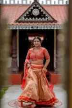 Red Embroidered Silk Lehenga Set of 3 with Bandhini dupatta - Image 5