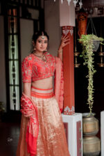 Red Embroidered Silk Lehenga Set of 3 with Bandhini dupatta