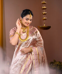 Onion Pink Traditional Tissue Lehenga Set Of 3