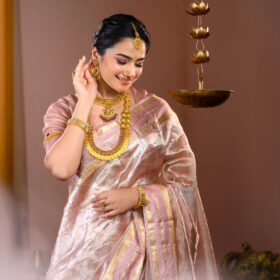 Onion Pink Traditional Tissue Lehenga Set Of 3