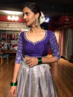 Purple Embroidered Silk Lehenga Set of 2