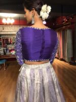 Purple Embroidered Silk Lehenga Set of 2 - Image 5