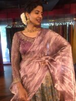 Magenta Embroidered Tissue Silk Lehenga Set of 3