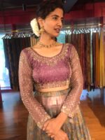 Magenta Embroidered Tissue Silk Lehenga Set of 2