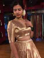 Pink Brocade Tissue Silk Lehenga Set of 2