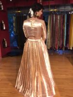 Pink Brocade Tissue Silk Lehenga Set of 2 - Image 4