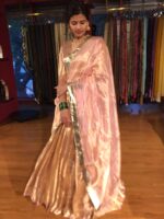 Pink Brocade Tissue Silk Lehenga Set of 3 - Image 3
