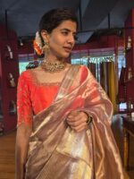 Lilac Gold Tissue Silk Saree with Gold Zari Border
