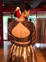 Brown Kora Tissue Lehenga Set of 2 - Image 5