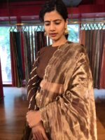 Brown Kora Tissue Lehenga Set of 3 - Image 2
