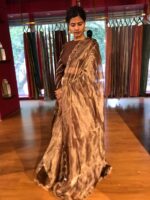Brown Kora Tissue Lehenga Set of 3 - Image 4