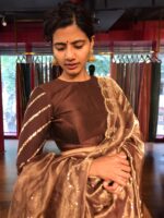 Brown Kora Tissue Lehenga Set of 3 - Image 5