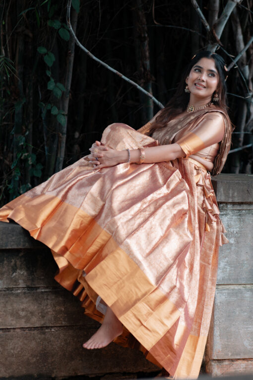 Molten Gold Silk Lehenga (Set of 3) - Image 2