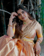 Molten Gold Silk Lehenga (Set of 3) - Image 3