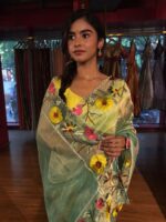 Sea Green Embroidery Banarasi Silk Saree