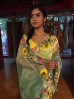 Sea Green Embroidery Banarasi Silk Saree
