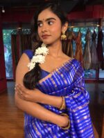 Royal Blue Striped Chanderi Tissue Silk Saree