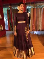 Coffee Brown Silk Lehenga (Set of 2) - Image 2