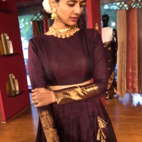 Coffee Brown Silk Lehenga (Set of 2)