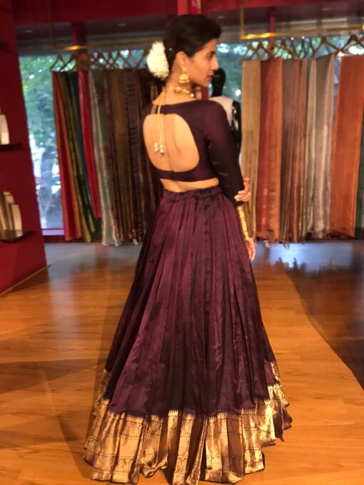 Coffee Brown Silk Lehenga (Set of 2) - Image 4